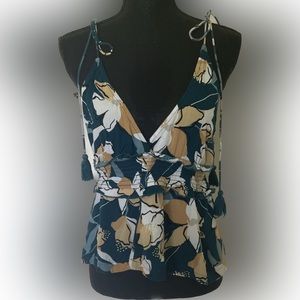 Roxy Simple V-Neck Blossom Print Top Corsair Rachele Xl